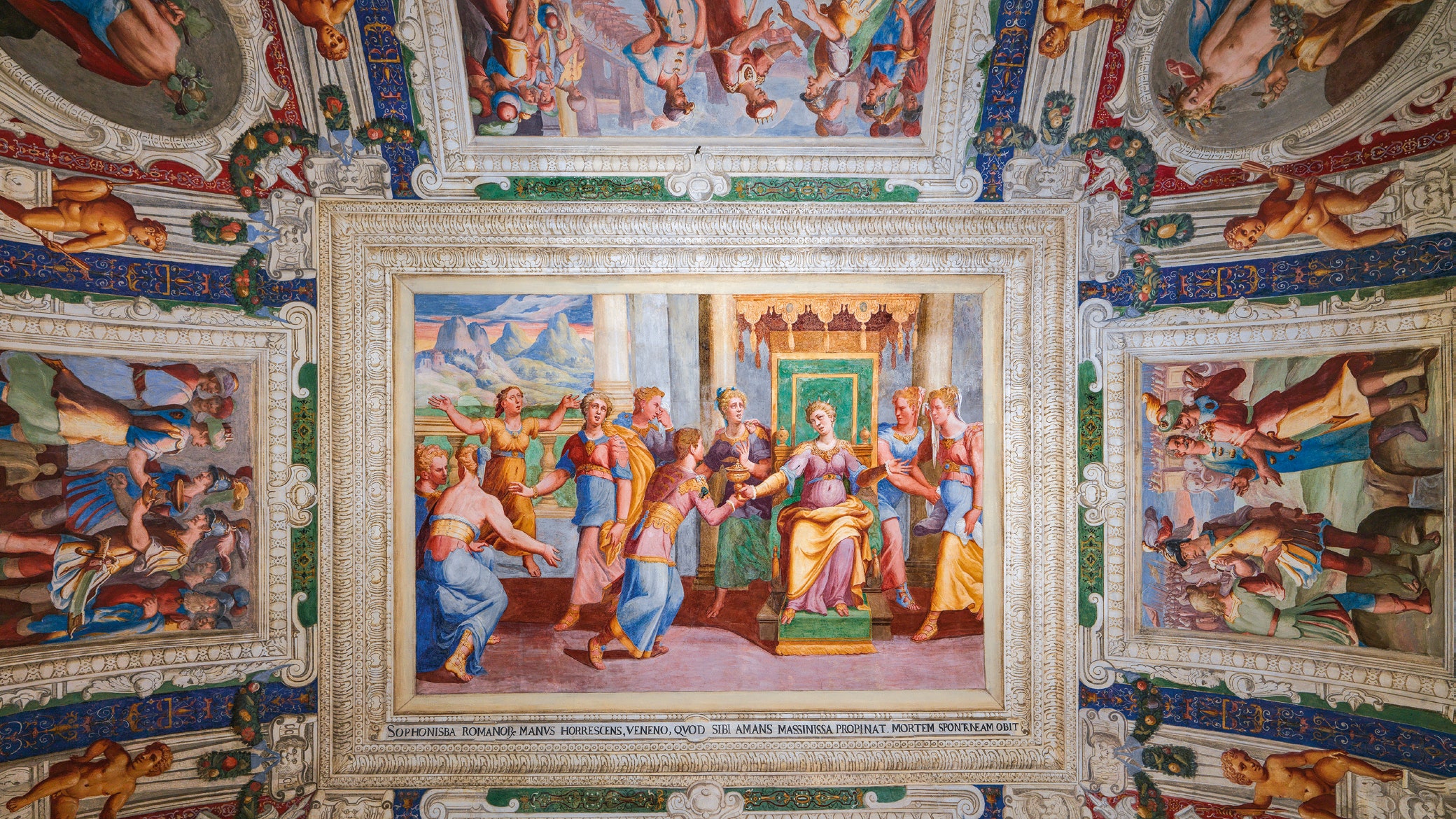 View of a mural on the Great Room's ceiling